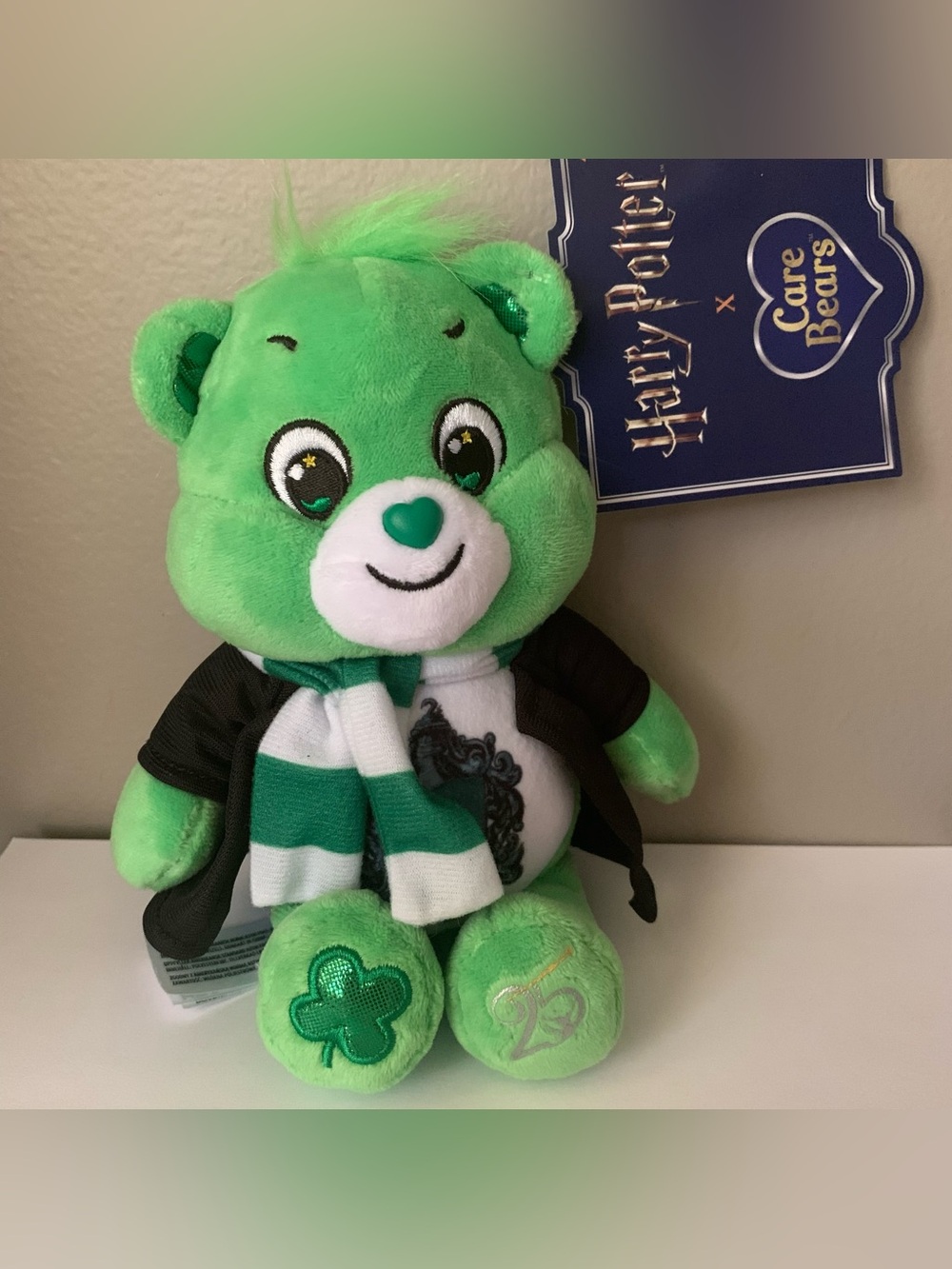 NWT Harry Potter x Care Bears Slytherin Good Luck Bear 8” Plush Hogwarts